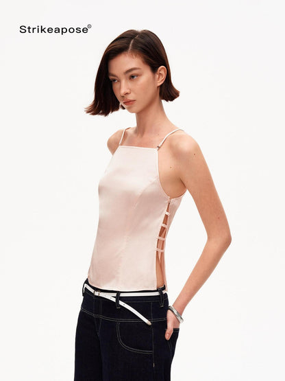 STRIKE A POSE Pink Cutout Slim Fit Waist Cinch Women&