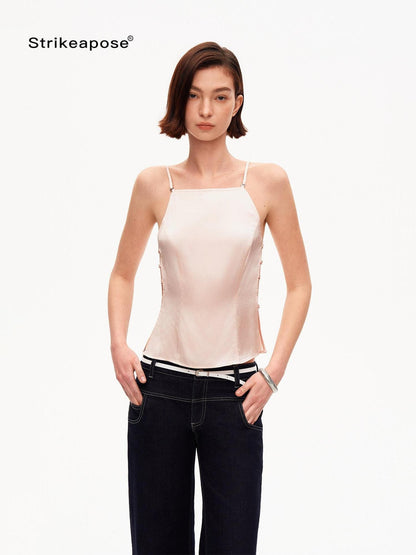 STRIKE A POSE Pink Cutout Slim Fit Waist Cinch Women&