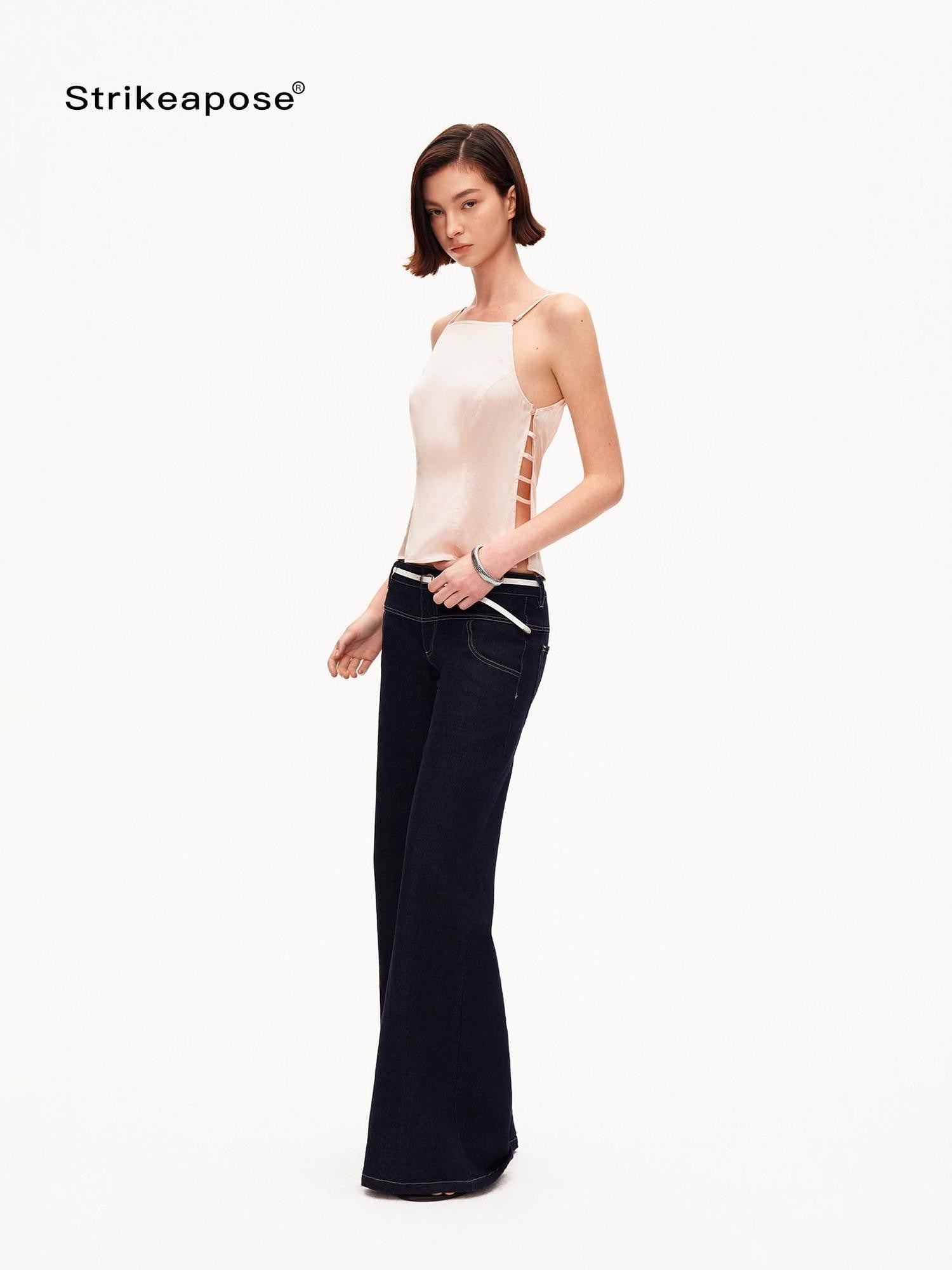 STRIKE A POSE Pink Cutout Slim Fit Waist Cinch Women&