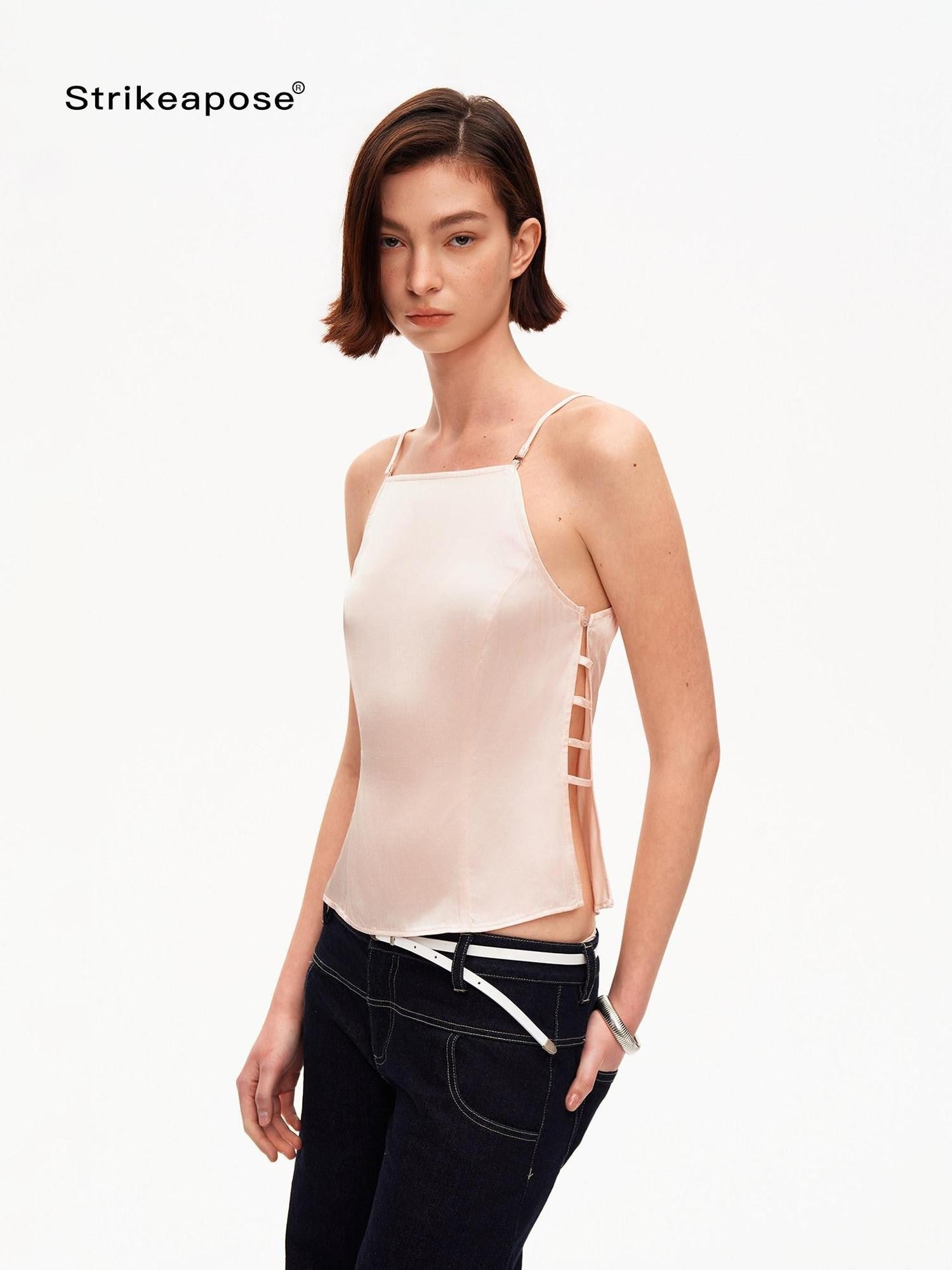 STRIKE A POSE Pink Cutout Slim Fit Waist Cinch Women&