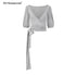 STRIKE_A_POSE_Pink_Heather_Gray_V-neck_Puff_Sleeve_Women&