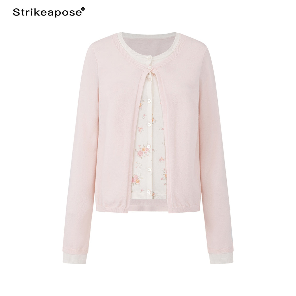 STRIKE_A_POSE_Pink_Layered_Look_Contrast_Rib_Knit_Cropped_Loose_Women&