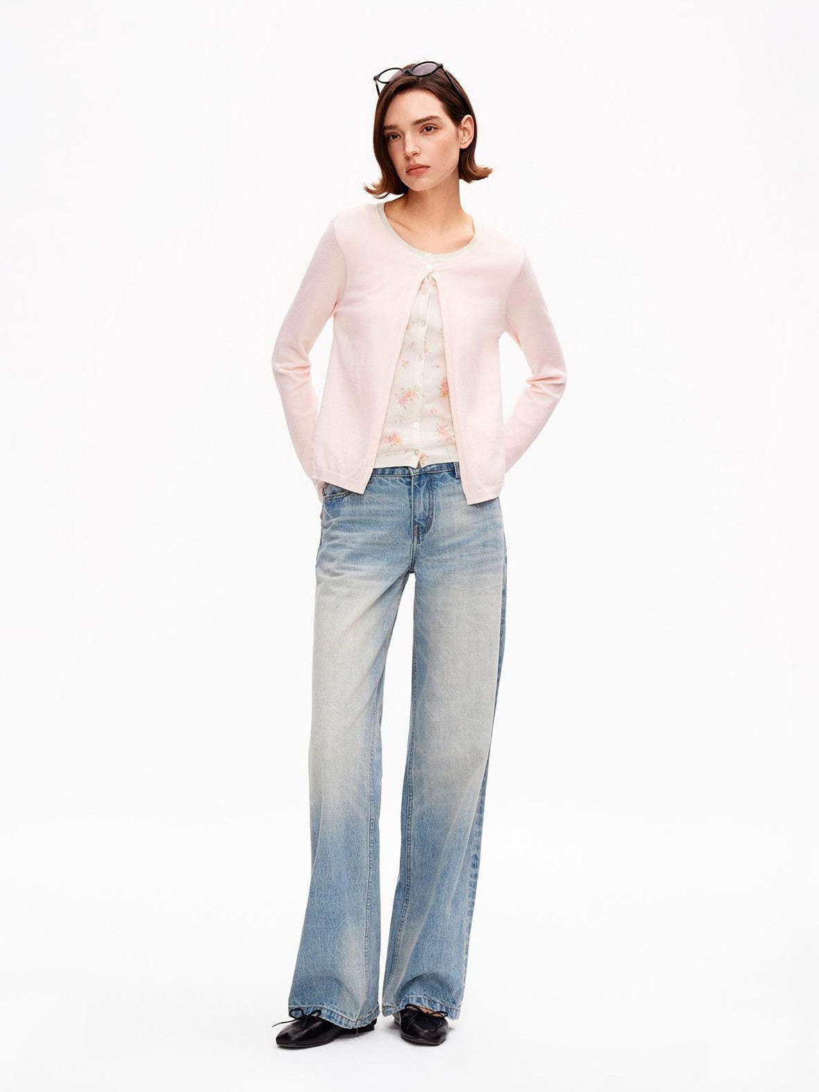 STRIKE A POSE Pink Layered Look Contrast Rib Knit Cropped Loose Women&