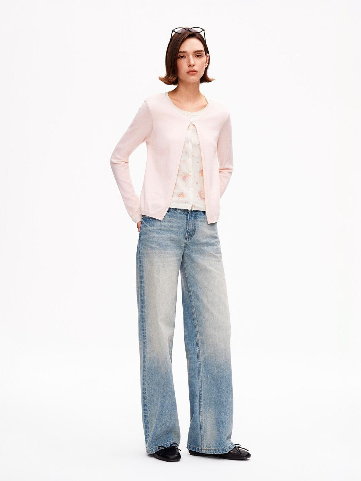 STRIKE A POSE Pink Layered Look Contrast Rib Knit Cropped Loose Women&