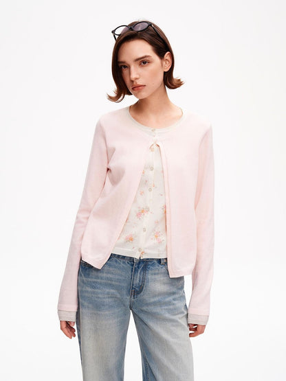 STRIKE A POSE Pink Layered Look Contrast Rib Knit Cropped Loose Women&