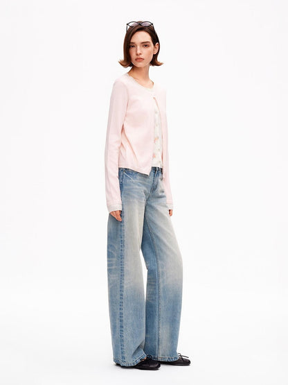 STRIKE A POSE Pink Layered Look Contrast Rib Knit Cropped Loose Women&