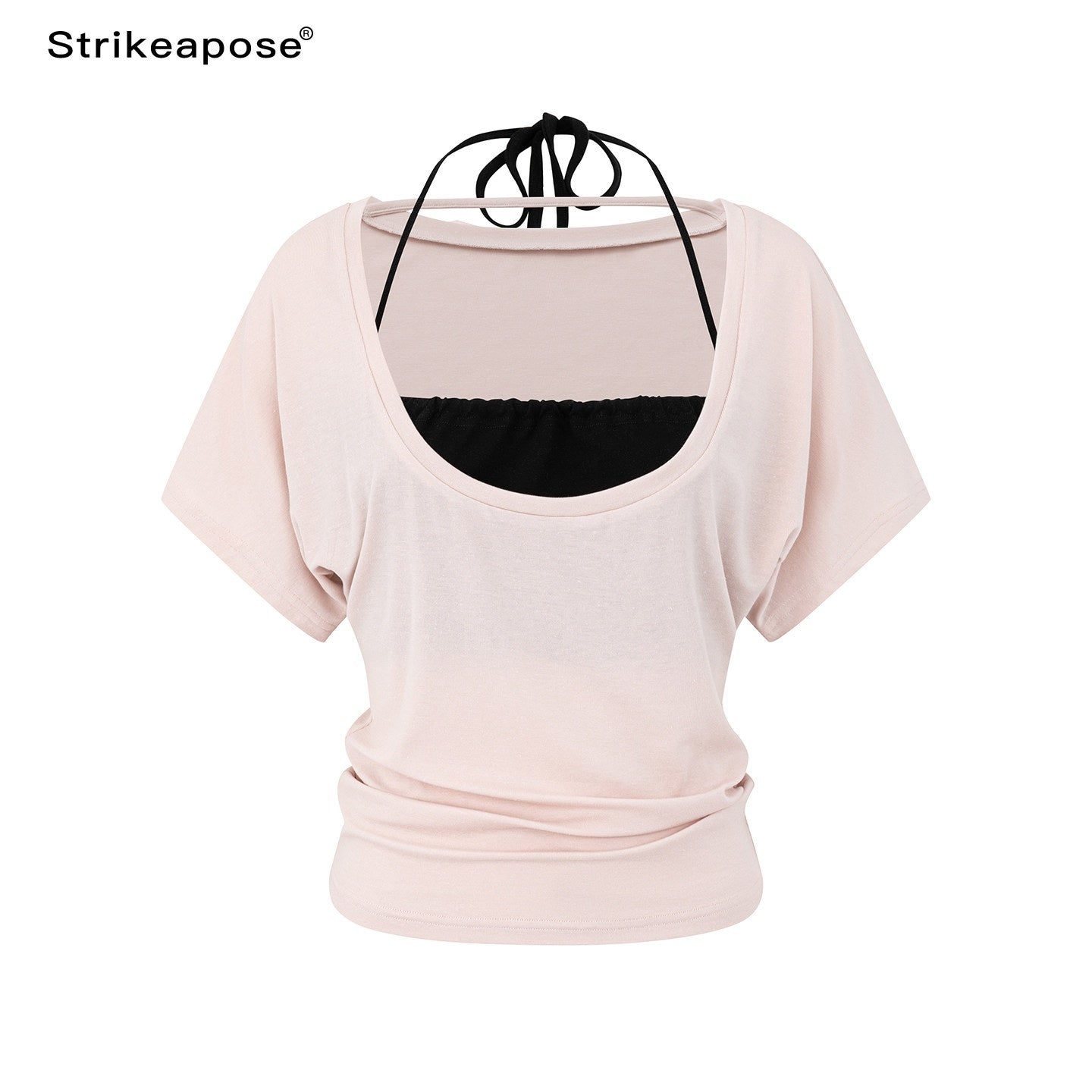 STRIKE_A_POSE_Pink_Low_U_Neck_Drop_Shoulder_Ruched_Women&