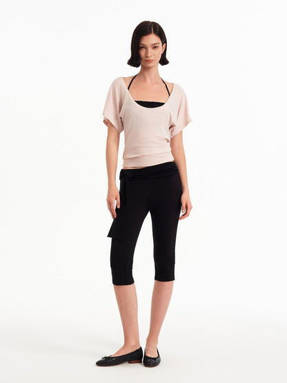 STRIKE A POSE Pink Low U Neck Drop Shoulder Ruched Women&