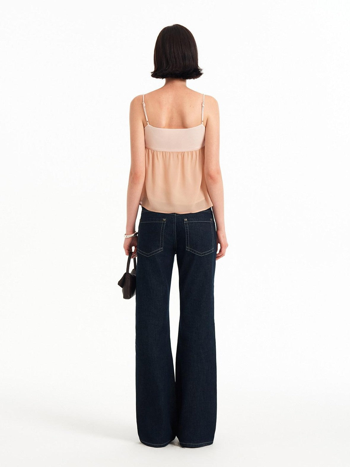 STRIKE A POSE Pink Orange Colorblock Bow A Line Lightweight Chiffon Women&