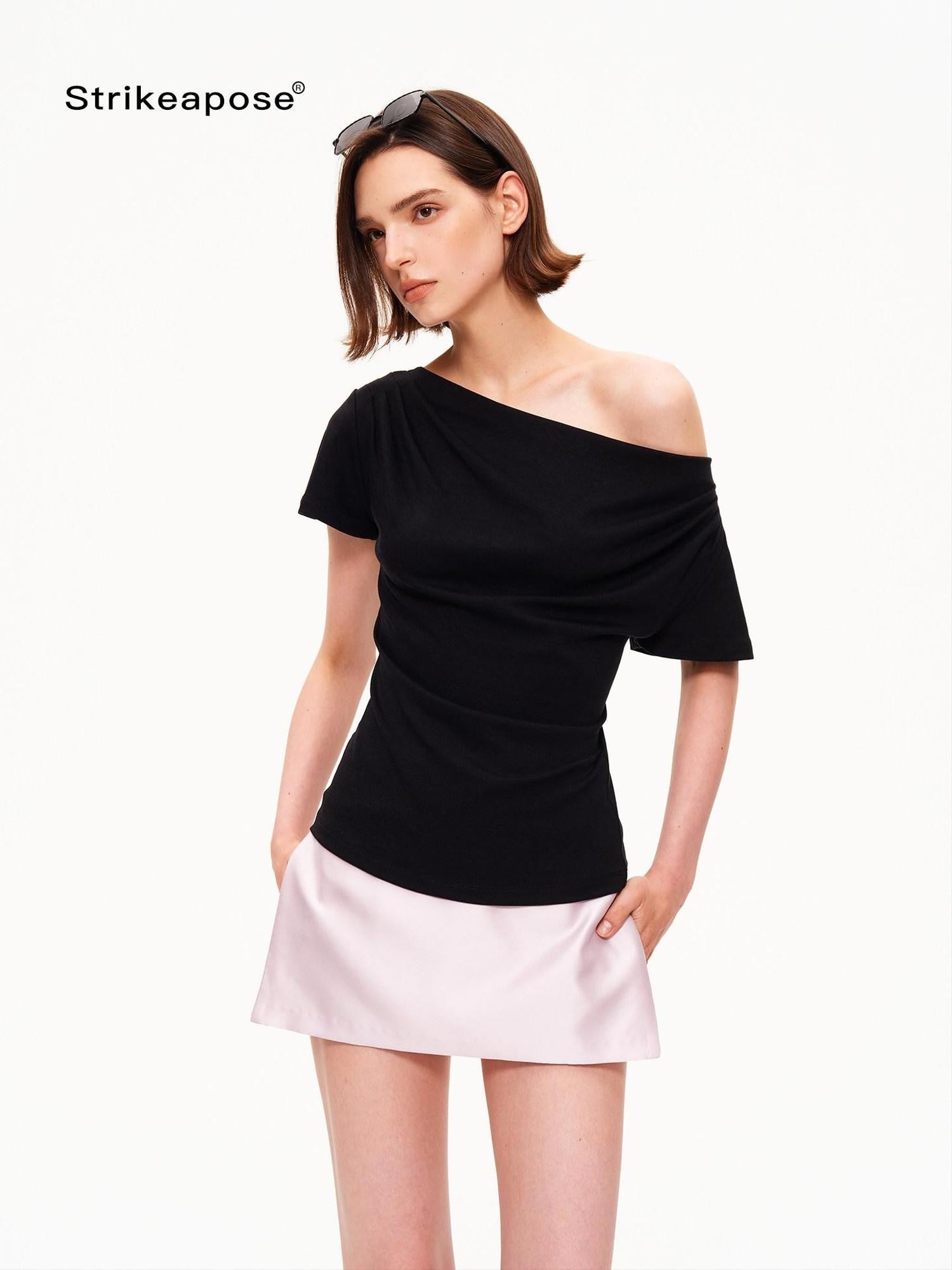 STRIKE A POSE Pink Satin Low Waist Zipper Bodycon Women&