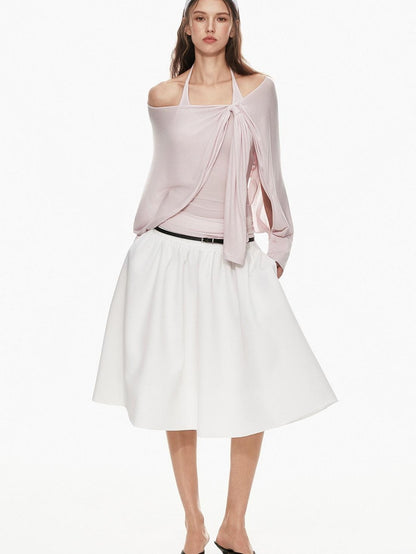 STRIKE A POSE Pink Twist Knot U Neck Layered Women&