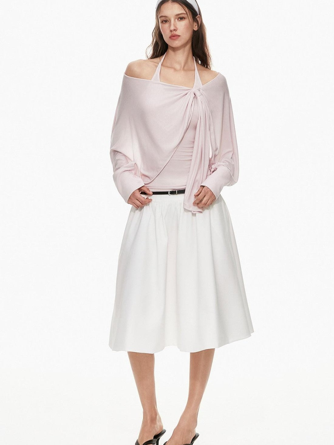 STRIKE A POSE Pink Twist Knot U Neck Layered Women&