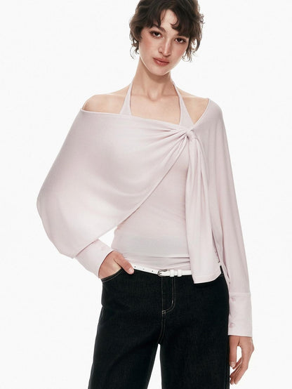 STRIKE A POSE Pink Twist Knot U Neck Layered Women&