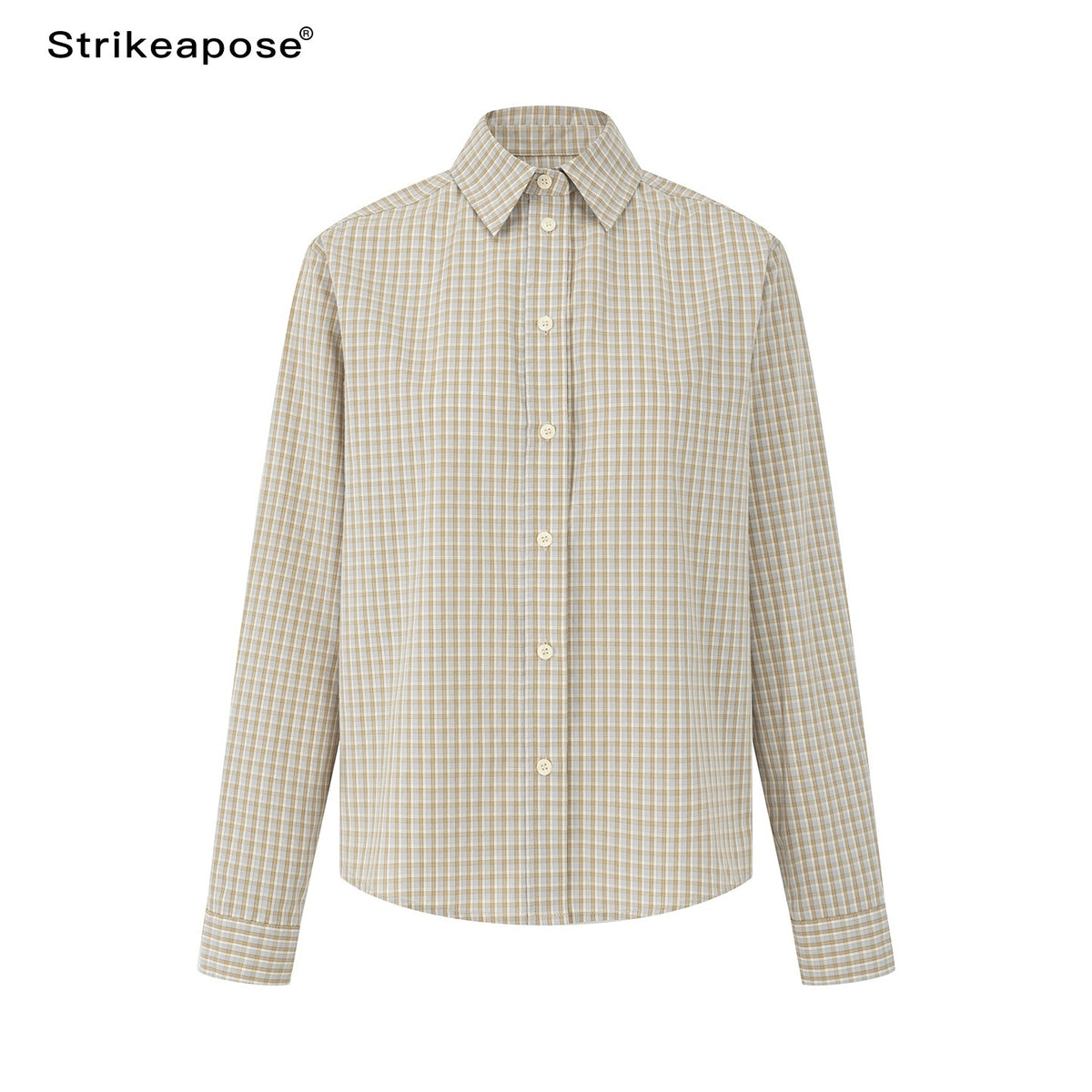 STRIKE_A_POSE_Plaid_Collared_Loose_Vintage_Long_Sleeve_Lightweight_Woven_Cotton_Women&