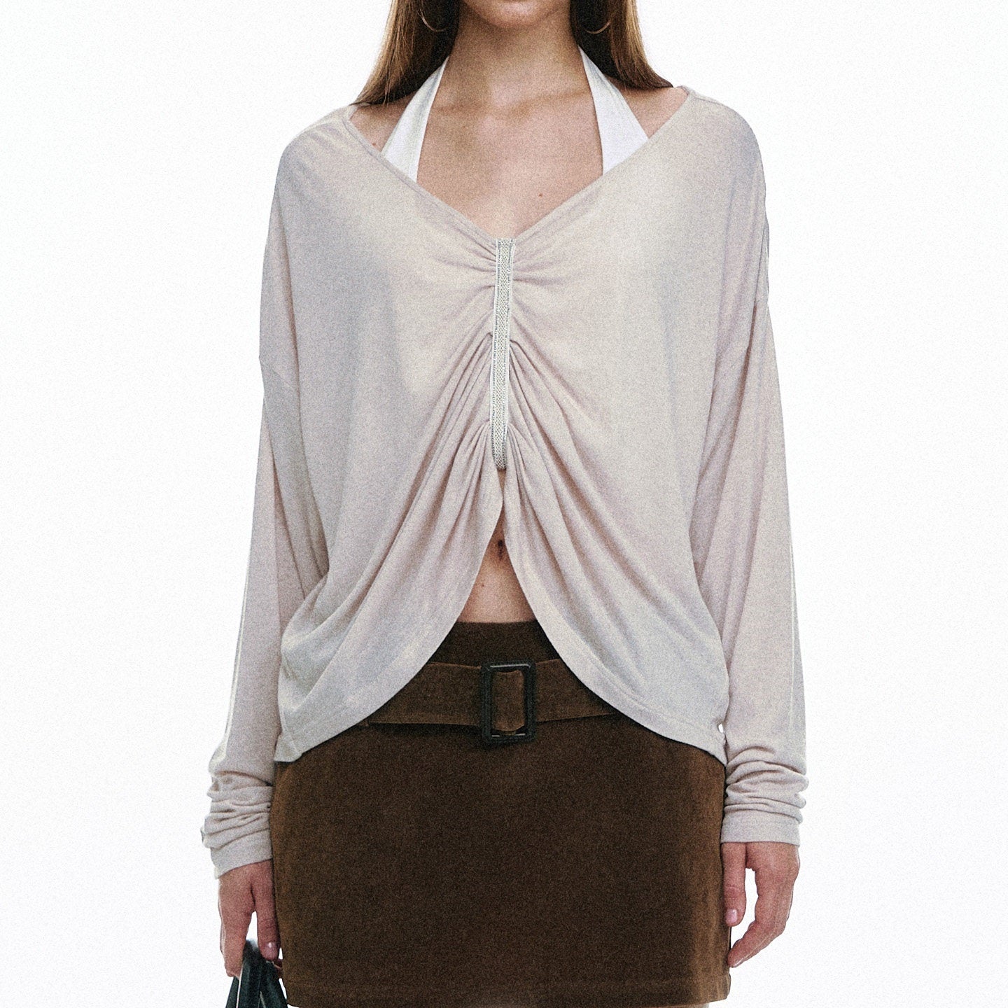 STRIKE_A_POSE_Pleated_Lace_V-neck_Women&