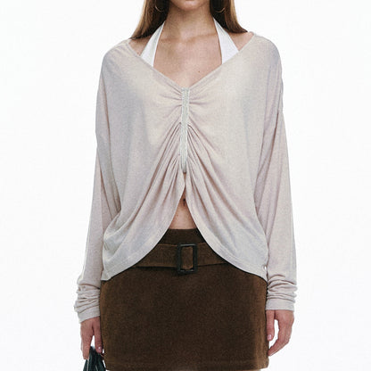 STRIKE_A_POSE_Pleated_Lace_V-neck_Women&