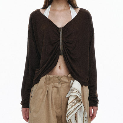 STRIKE_A_POSE_Pleated_Lace_V-neck_Women&