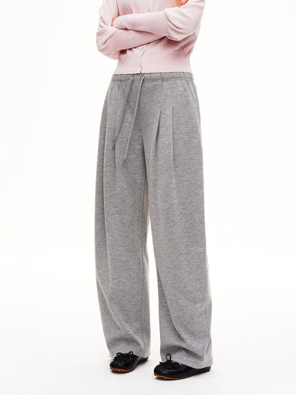 STRIKE A POSE Pleated Low Rise Drawstring Wide Leg Wool Blend Women&