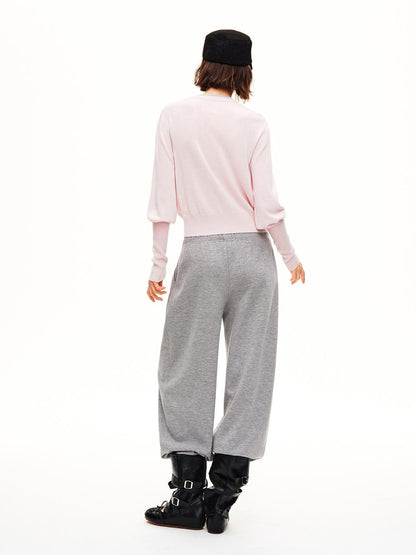 STRIKE A POSE Pleated Low Rise Drawstring Wide Leg Wool Blend Women&