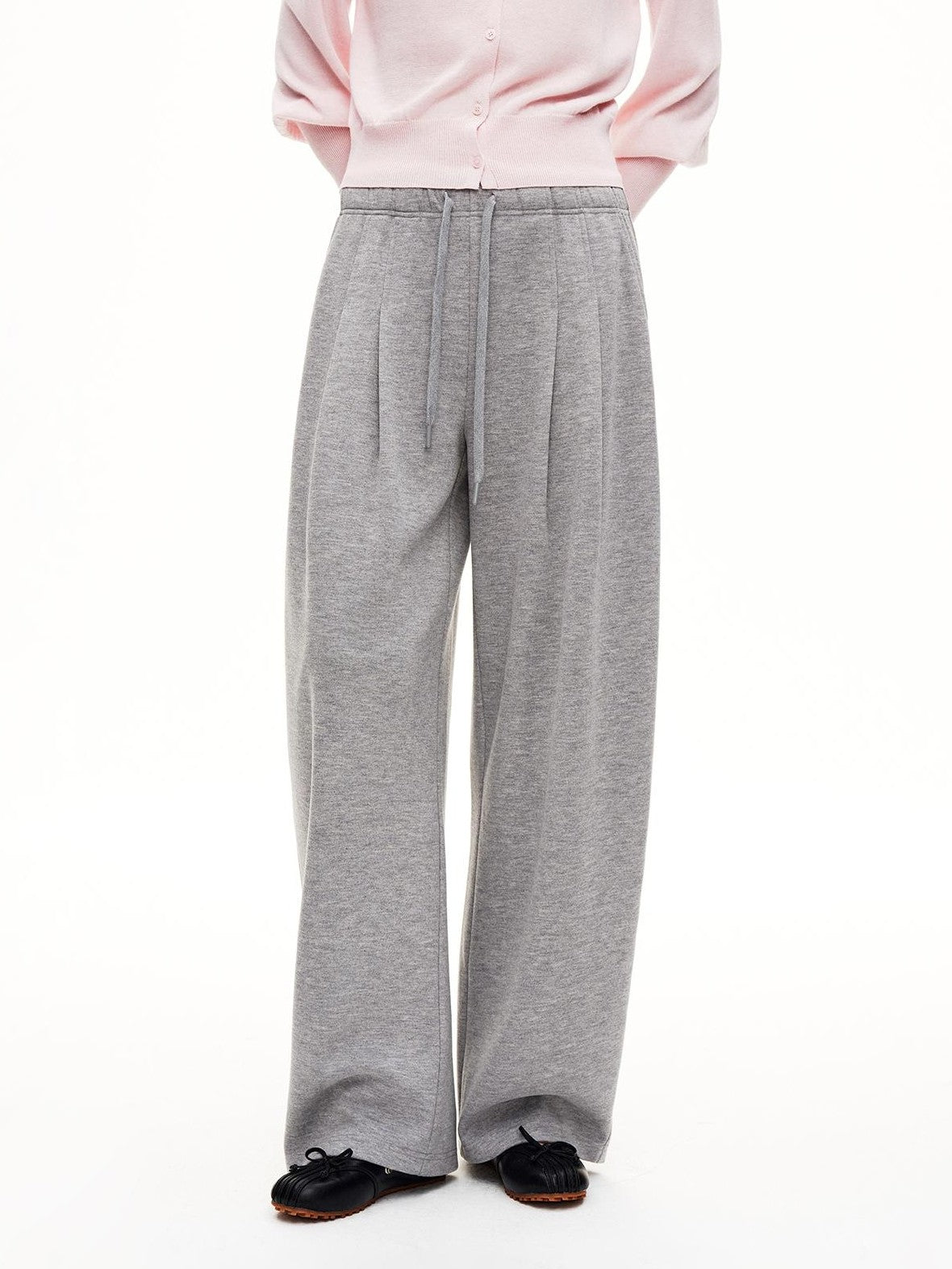 STRIKE A POSE Pleated Low Rise Drawstring Wide Leg Wool Blend Women&