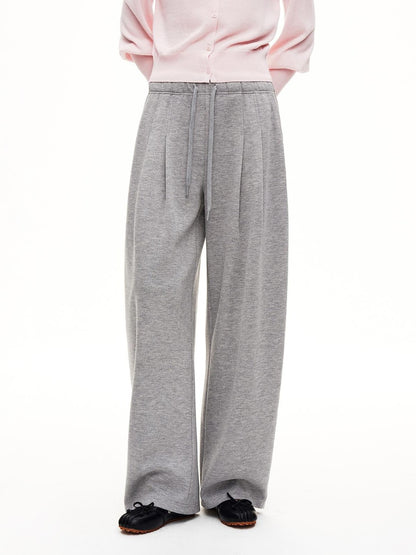 STRIKE A POSE Pleated Low Rise Drawstring Wide Leg Wool Blend Women&