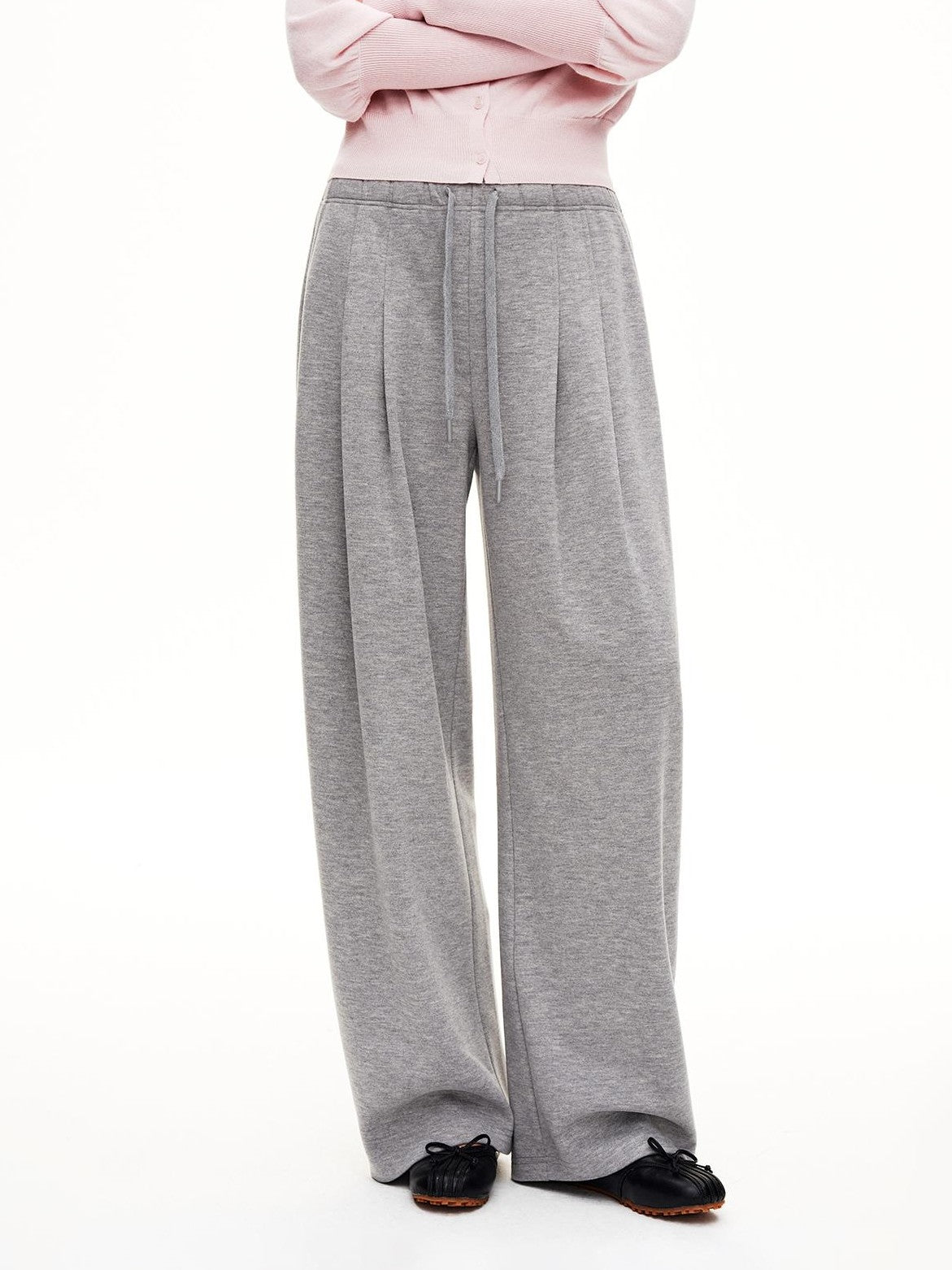 STRIKE A POSE Pleated Low Rise Drawstring Wide Leg Wool Blend Women&