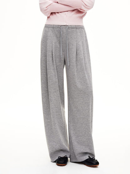 STRIKE A POSE Pleated Low Rise Drawstring Wide Leg Wool Blend Women&