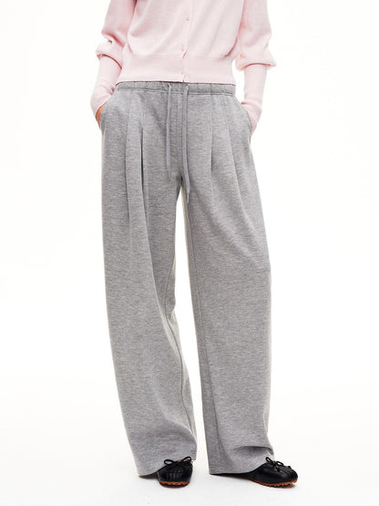 STRIKE A POSE Pleated Low Rise Drawstring Wide Leg Wool Blend Women&