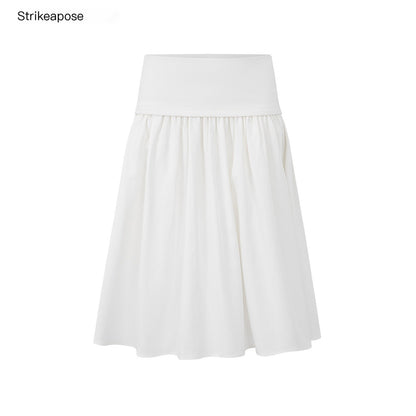 STRIKE_A_POSE_Pleated_Lyocell_Ribbed_Panel_A_Line_Women&