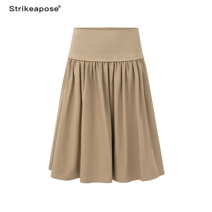 STRIKE_A_POSE_Pleated_Lyocell_Ribbed_Panel_A_Line_Women&