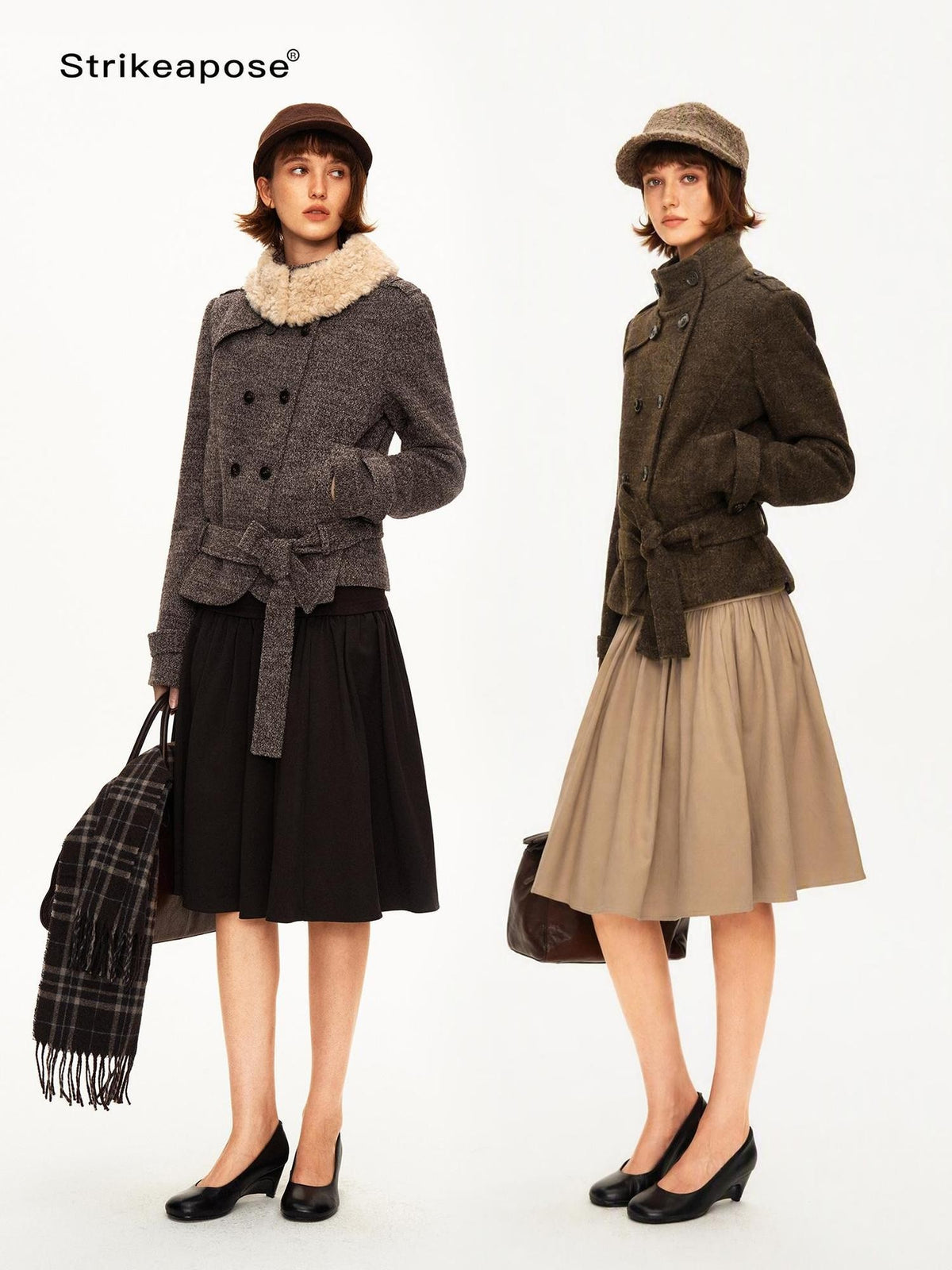 STRIKE A POSE Pleated Lyocell Ribbed Panel A Line Women&