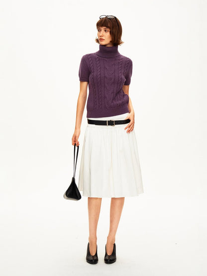 STRIKE A POSE Pleated Lyocell Ribbed Panel A Line Women&