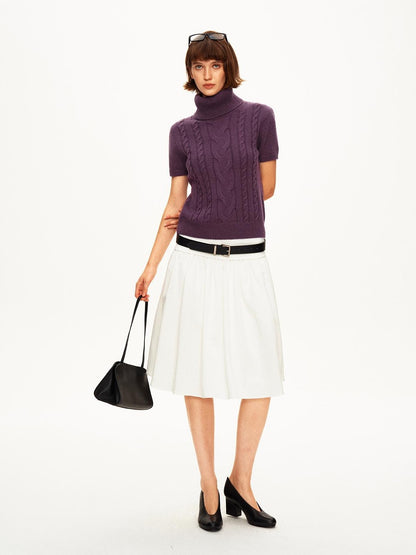 STRIKE A POSE Pleated Lyocell Ribbed Panel A Line Women&