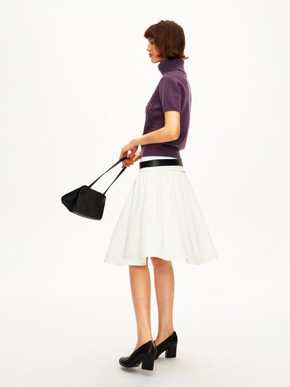 STRIKE A POSE Pleated Lyocell Ribbed Panel A Line Women&