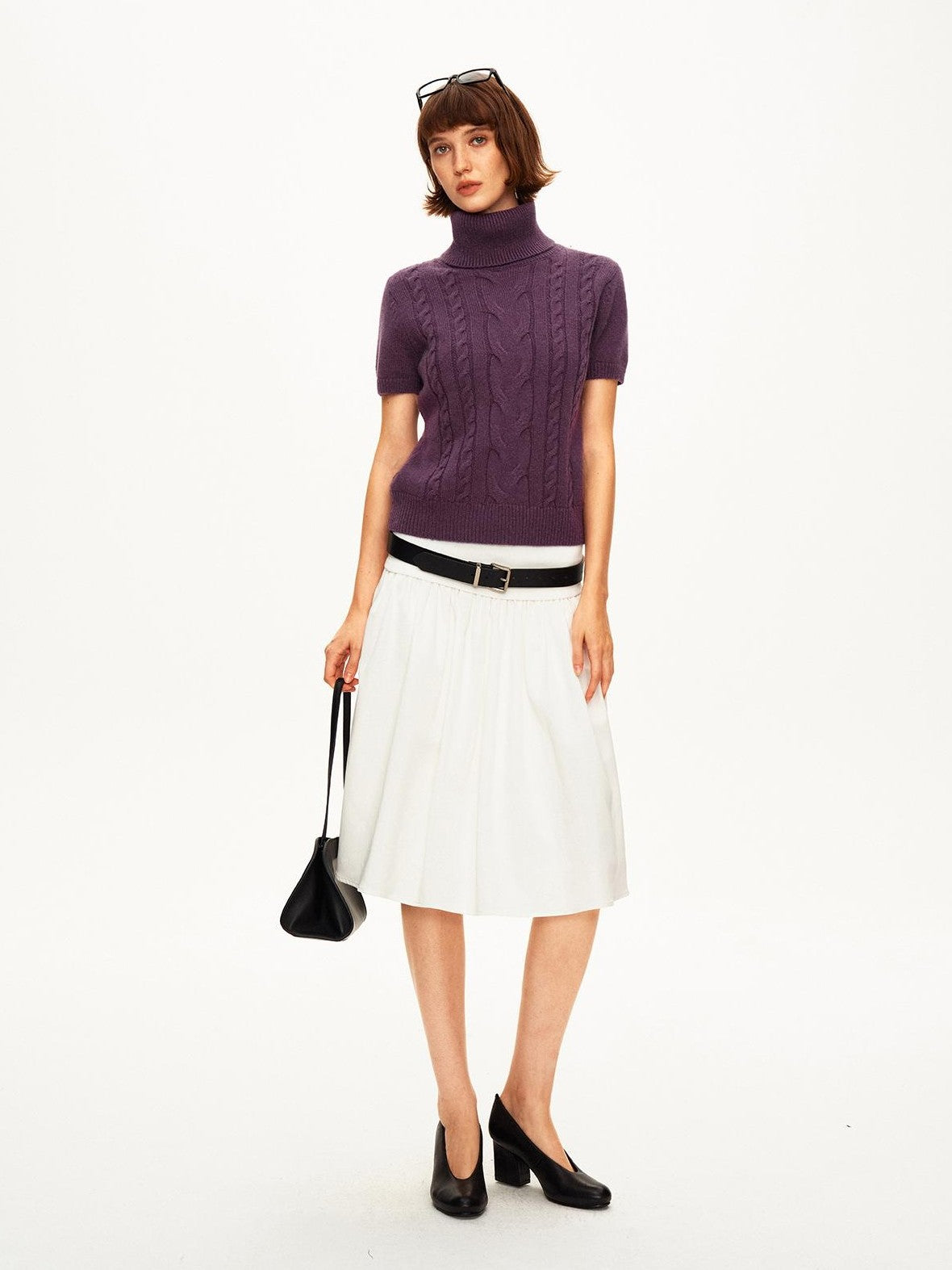 STRIKE A POSE Pleated Lyocell Ribbed Panel A Line Women&