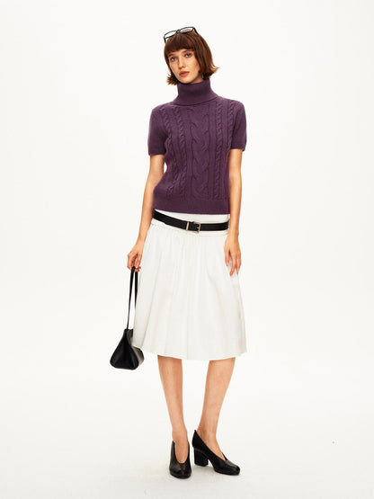 STRIKE A POSE Pleated Lyocell Ribbed Panel A Line Women&