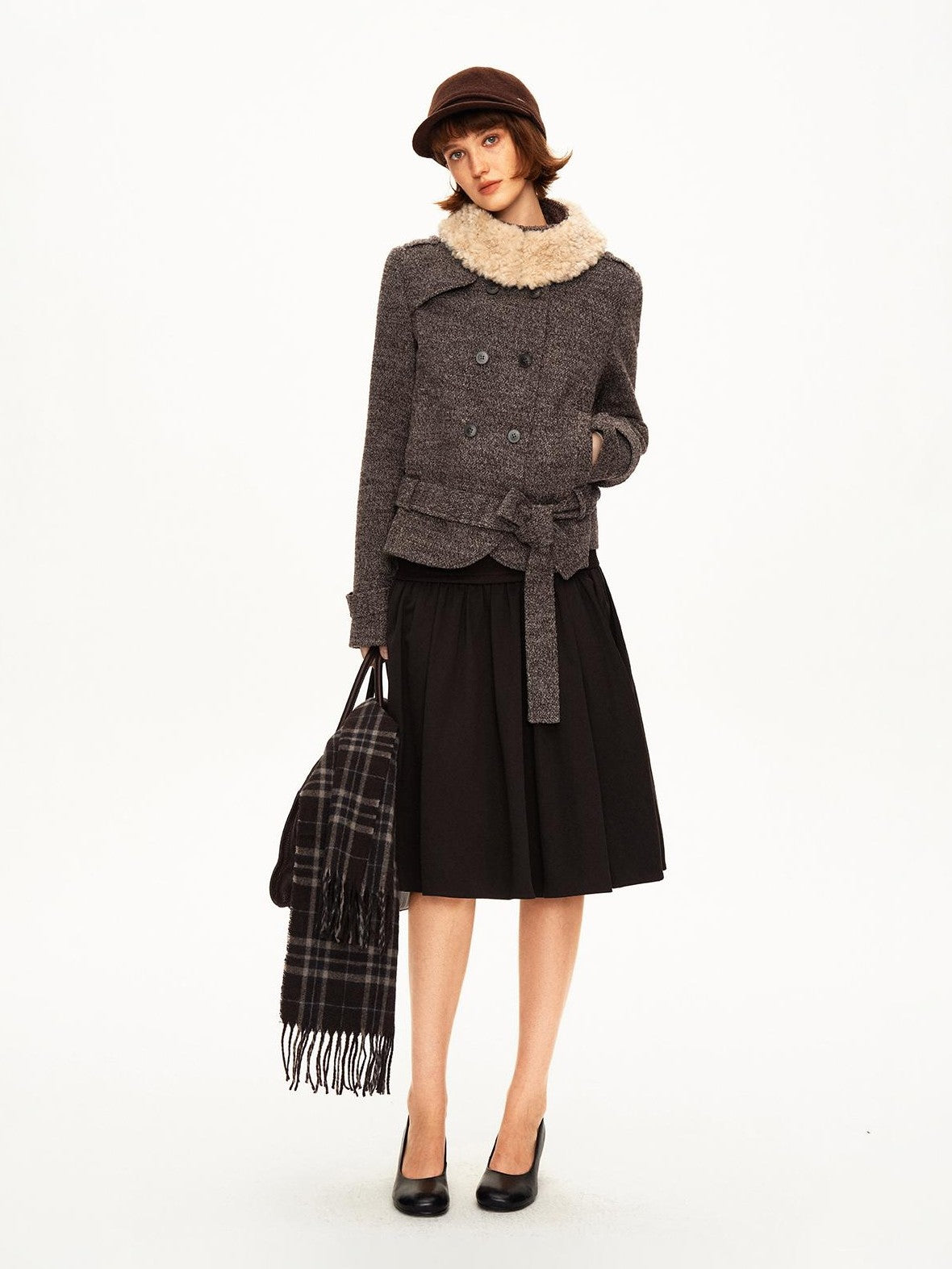 STRIKE A POSE Pleated Lyocell Ribbed Panel A Line Women&