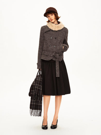 STRIKE A POSE Pleated Lyocell Ribbed Panel A Line Women&