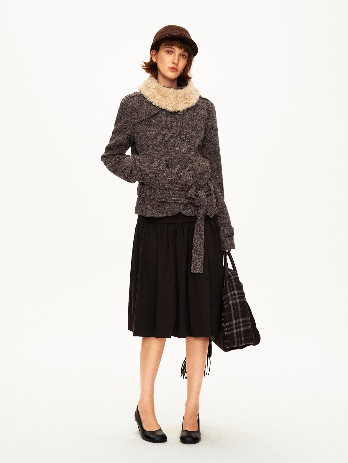 STRIKE A POSE Pleated Lyocell Ribbed Panel A Line Women&