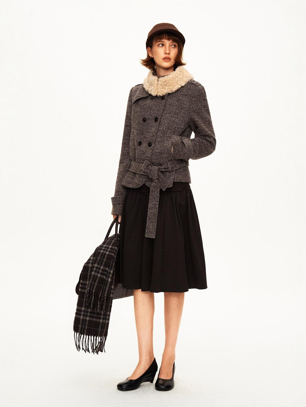 STRIKE A POSE Pleated Lyocell Ribbed Panel A Line Women&
