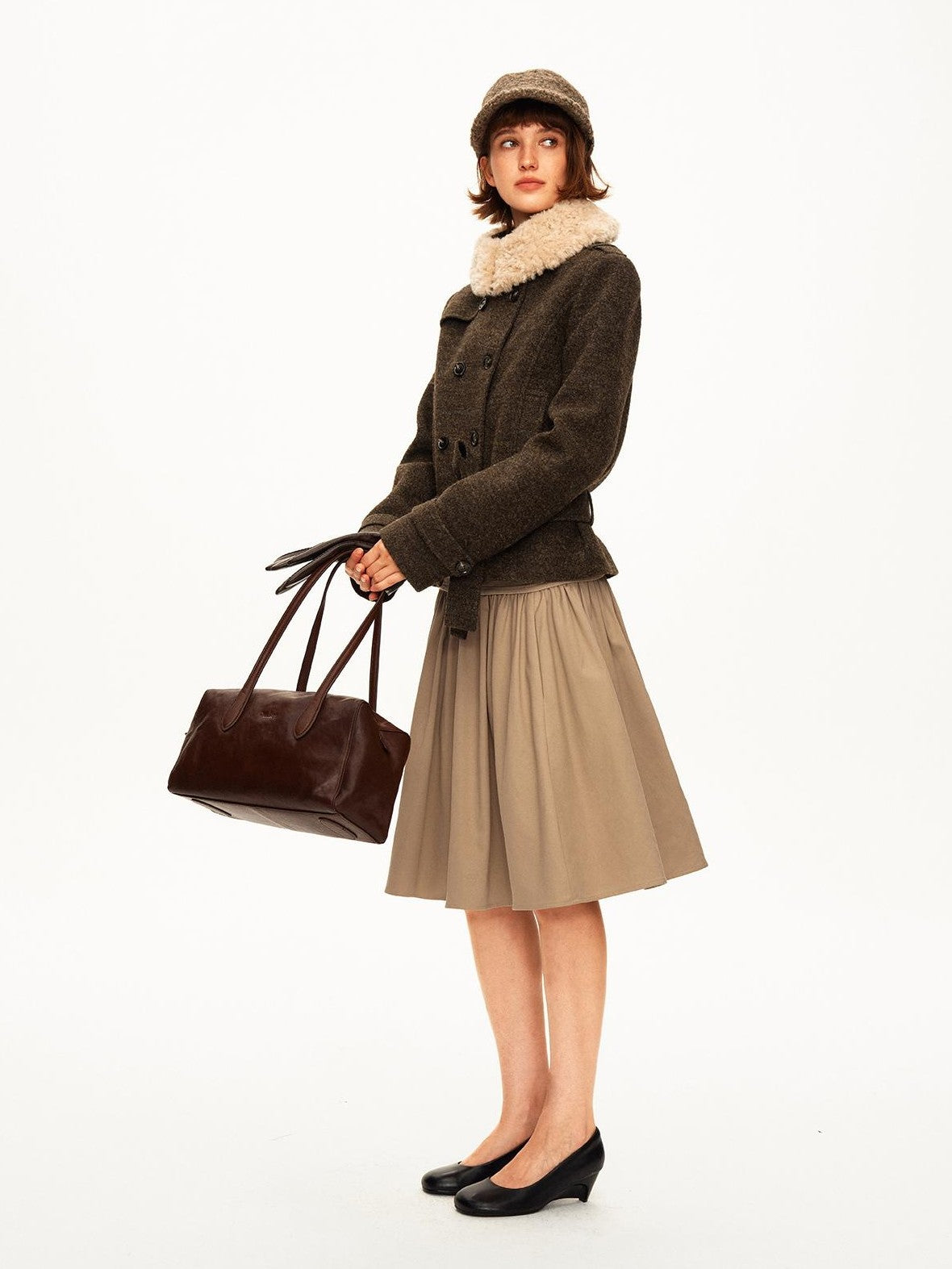 STRIKE A POSE Pleated Lyocell Ribbed Panel A Line Women&