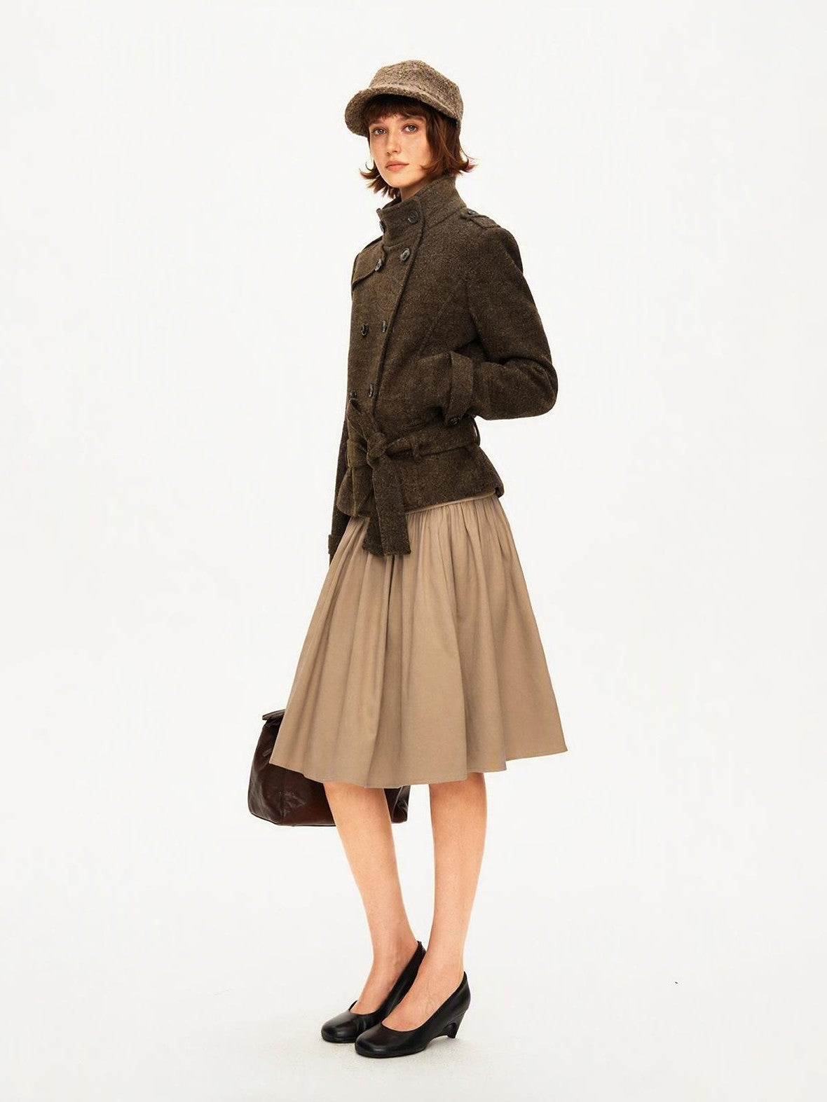 STRIKE A POSE Pleated Lyocell Ribbed Panel A Line Women&