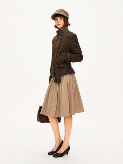 STRIKE A POSE Pleated Lyocell Ribbed Panel A Line Women&