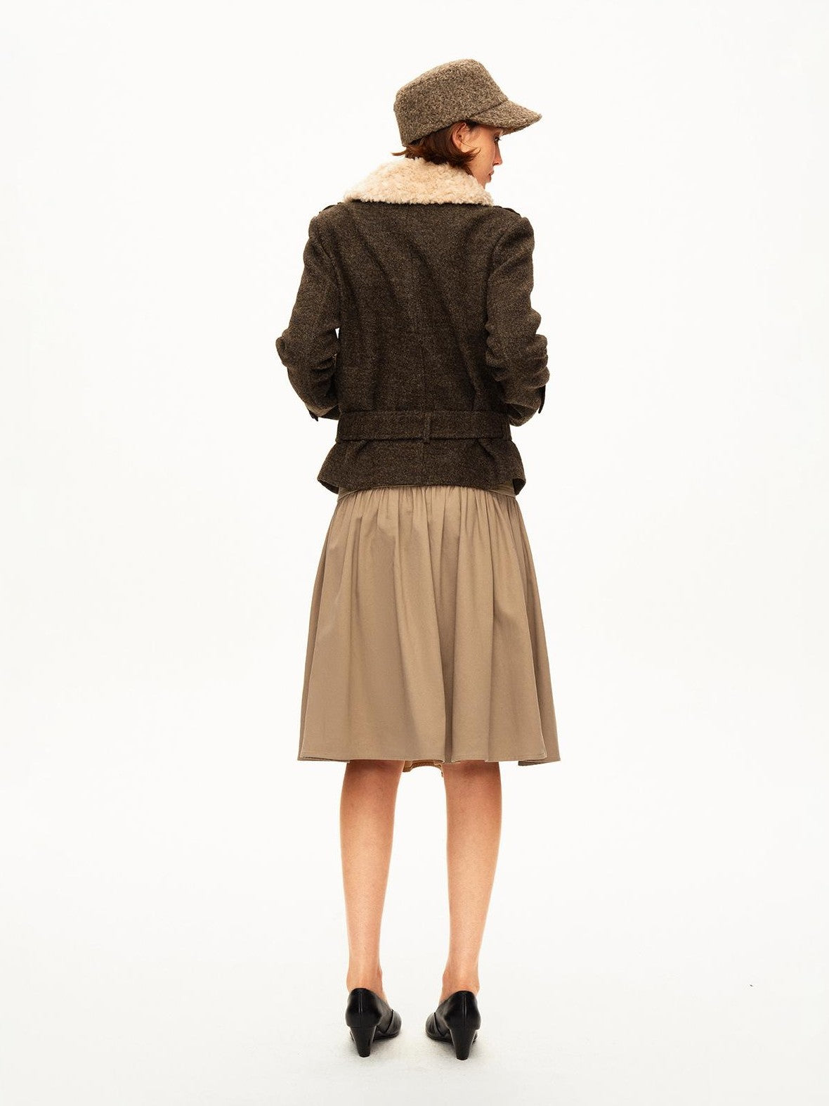 STRIKE A POSE Pleated Lyocell Ribbed Panel A Line Women&