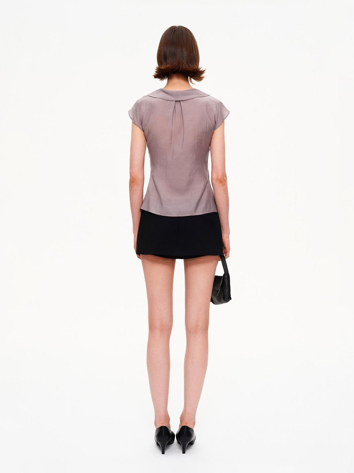 STRIKE A POSE Pleated Tie Waist Slim U Neck Women&