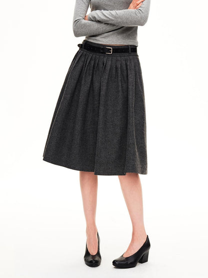 STRIKE A POSE Pleated Wool Blend Loose Umbrella A Line Women&