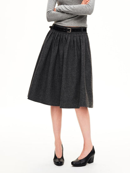 STRIKE A POSE Pleated Wool Blend Loose Umbrella A Line Women&