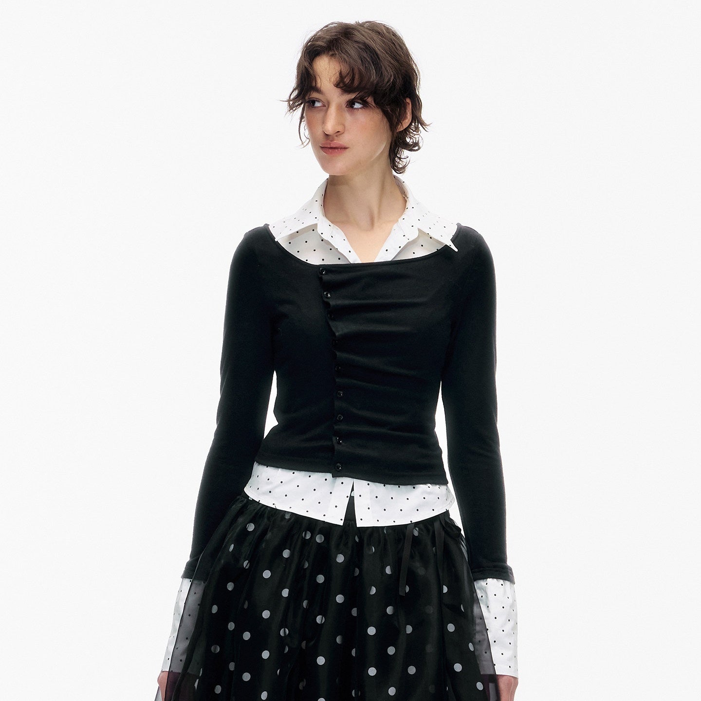 STRIKE_A_POSE_Polka_Dot_Pleated_Colorblock_Faux_Women&