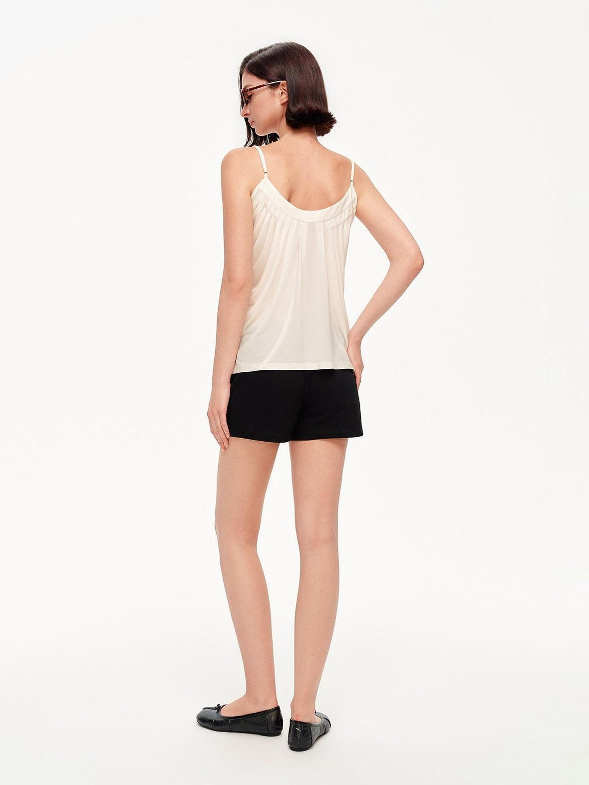 STRIKE A POSE Polka Dot V-neck Bow A Line Pleated Satin Knit Women&