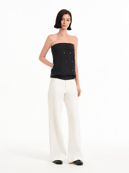 STRIKE A POSE Relaxed A Line Deconstructed Double Row Button Women&